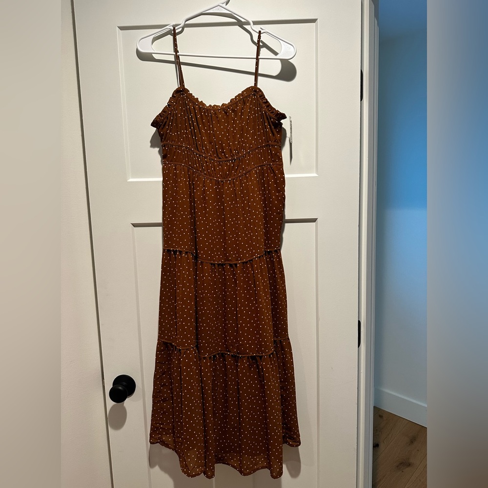 Madewell NWT Sophia Cami Tiered Midi Dress in Dot